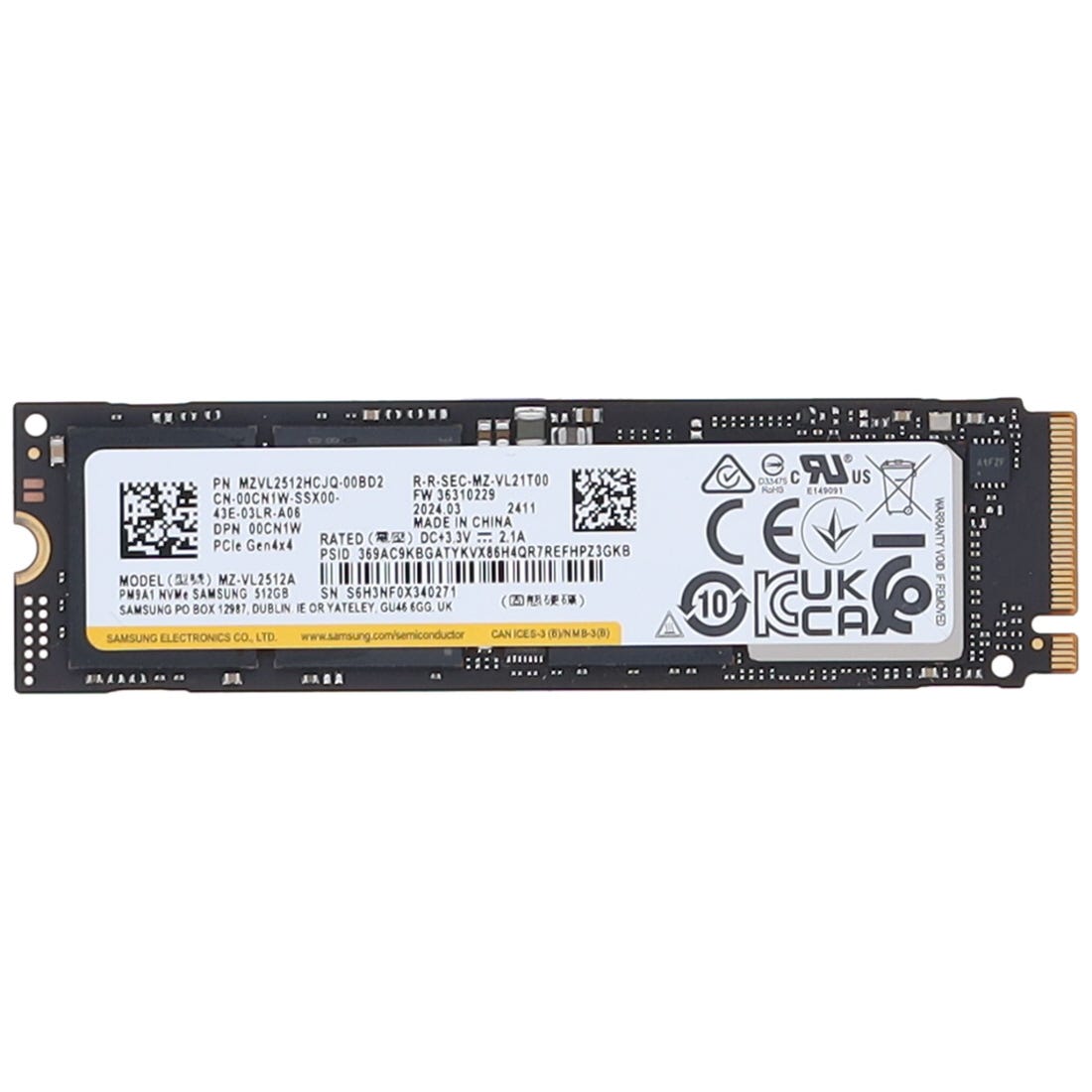 Dell 0CN1W 512GB NVMe M.2 SSD -00BD2
