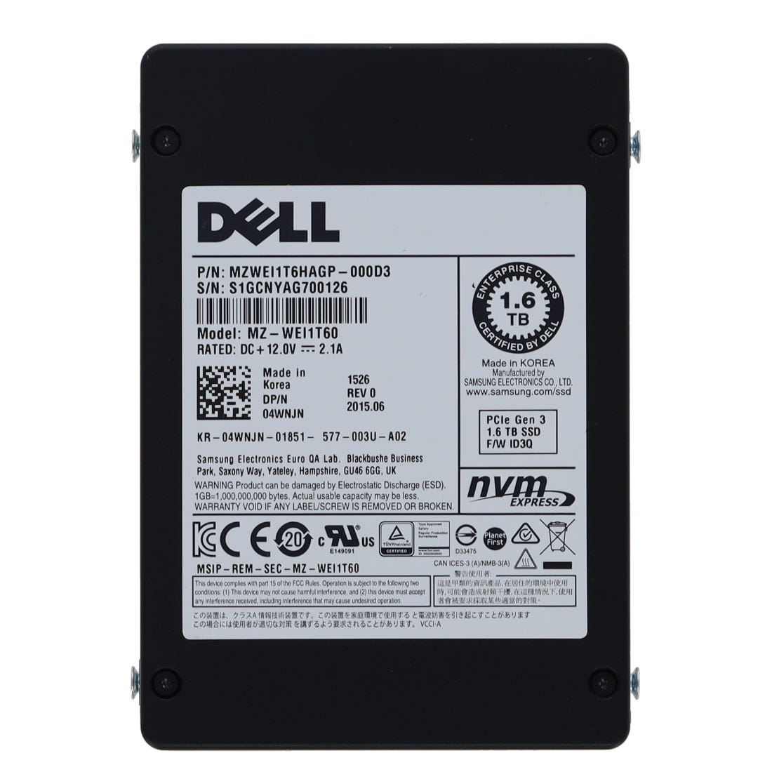 Dell 1.6TB U.2 2.5" SSD