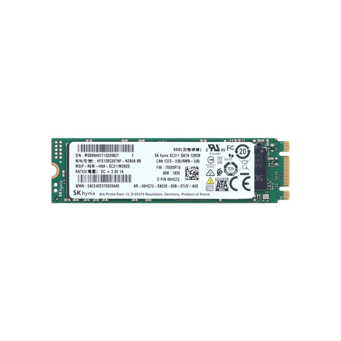 Dell 6HG72 128GB 6G M.2 NVMe SSD