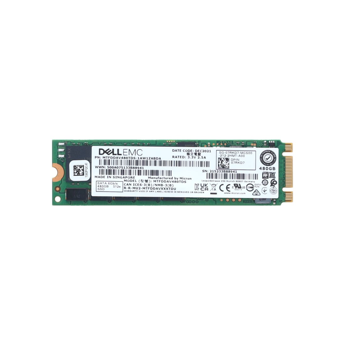 Dell 7RKD7 480GB SSD Sata m.2 for Boss Controller