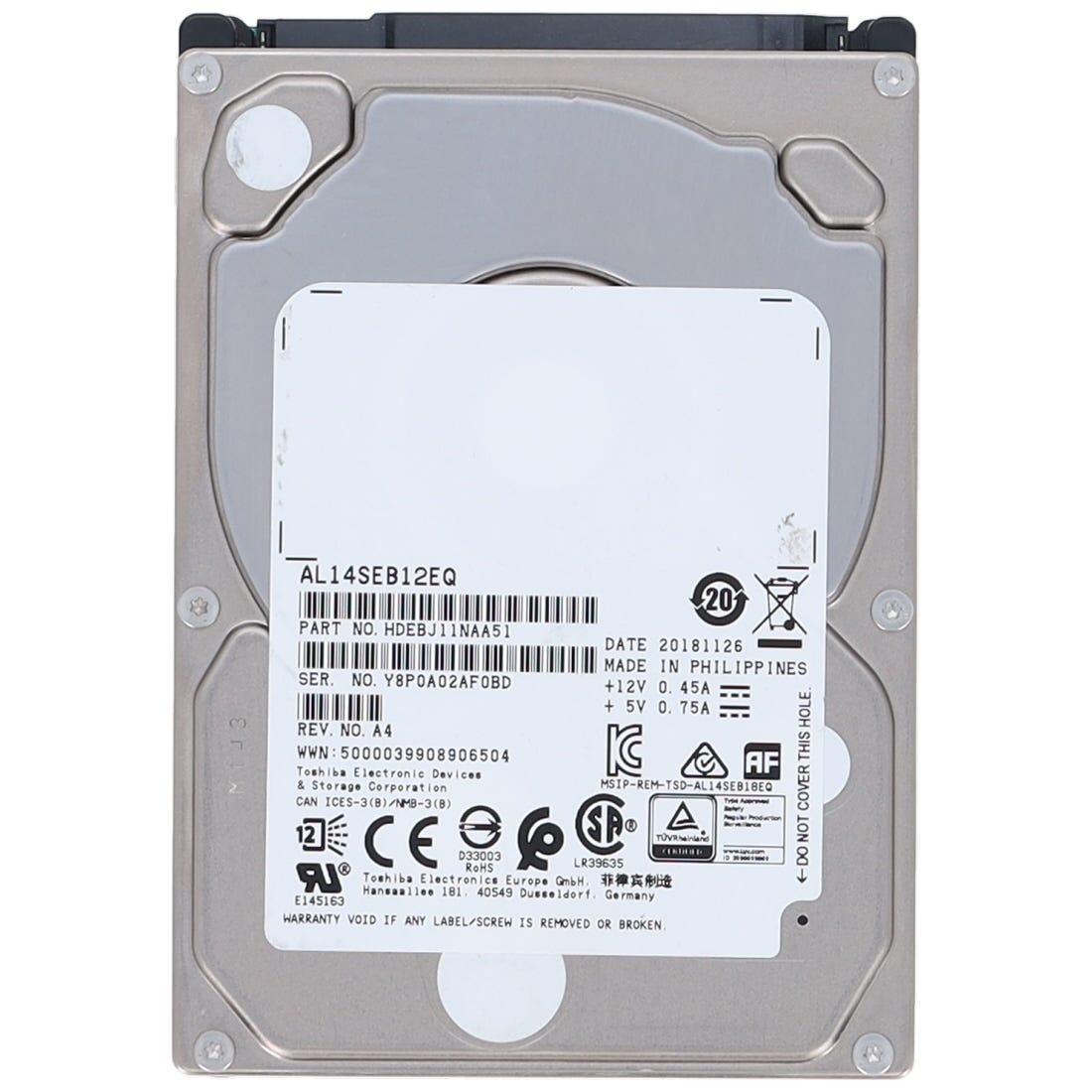TOSHIBA AL14SEB 1.2TB 12G 10K SAS (512e) 2.5" SFF Festplatte / Hard Disk (X342A) - AL14SEB12EQ