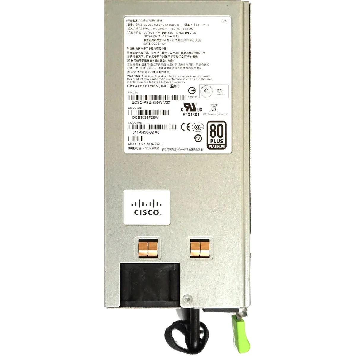 Cisco UCS C220, C240 M3, M380 650W 'Platinum' PSU