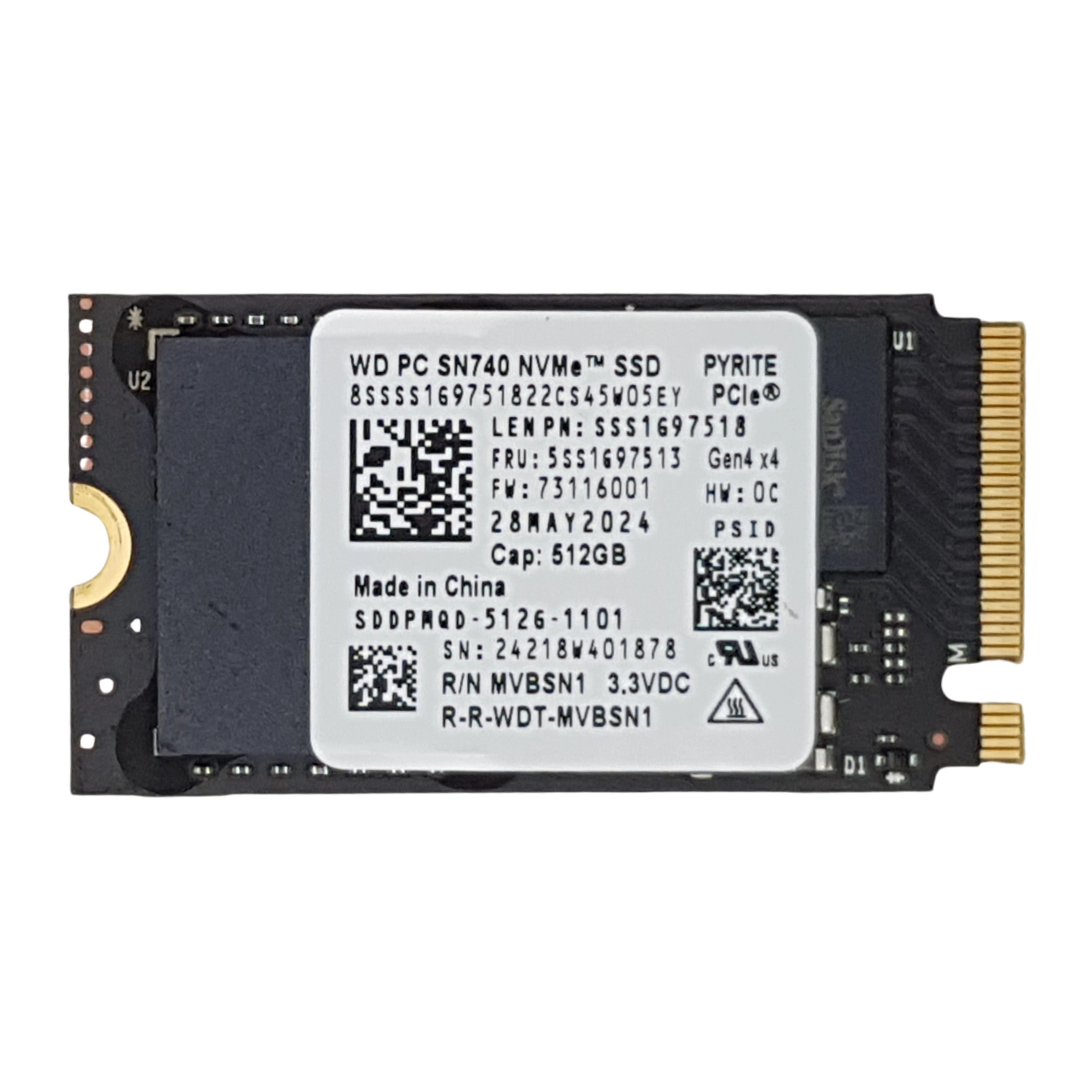 512GB (M.2 2242 M) PCIe 4.0 NVMe SSD