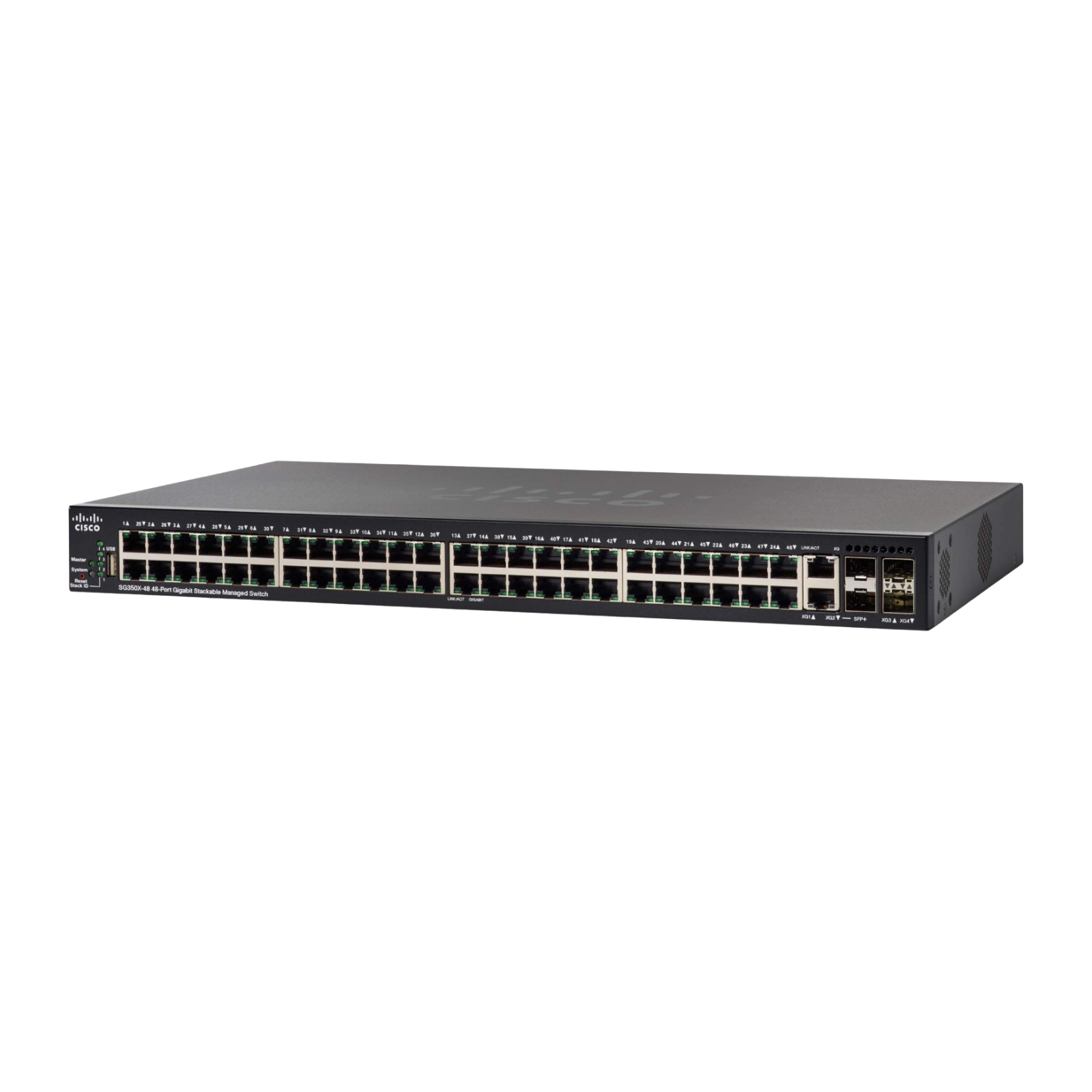 Cisco SG350X-48-K9 48xRJ-45 1G 2xSFP+/RJ-45 10G No OS Managed Switch w/out Ears