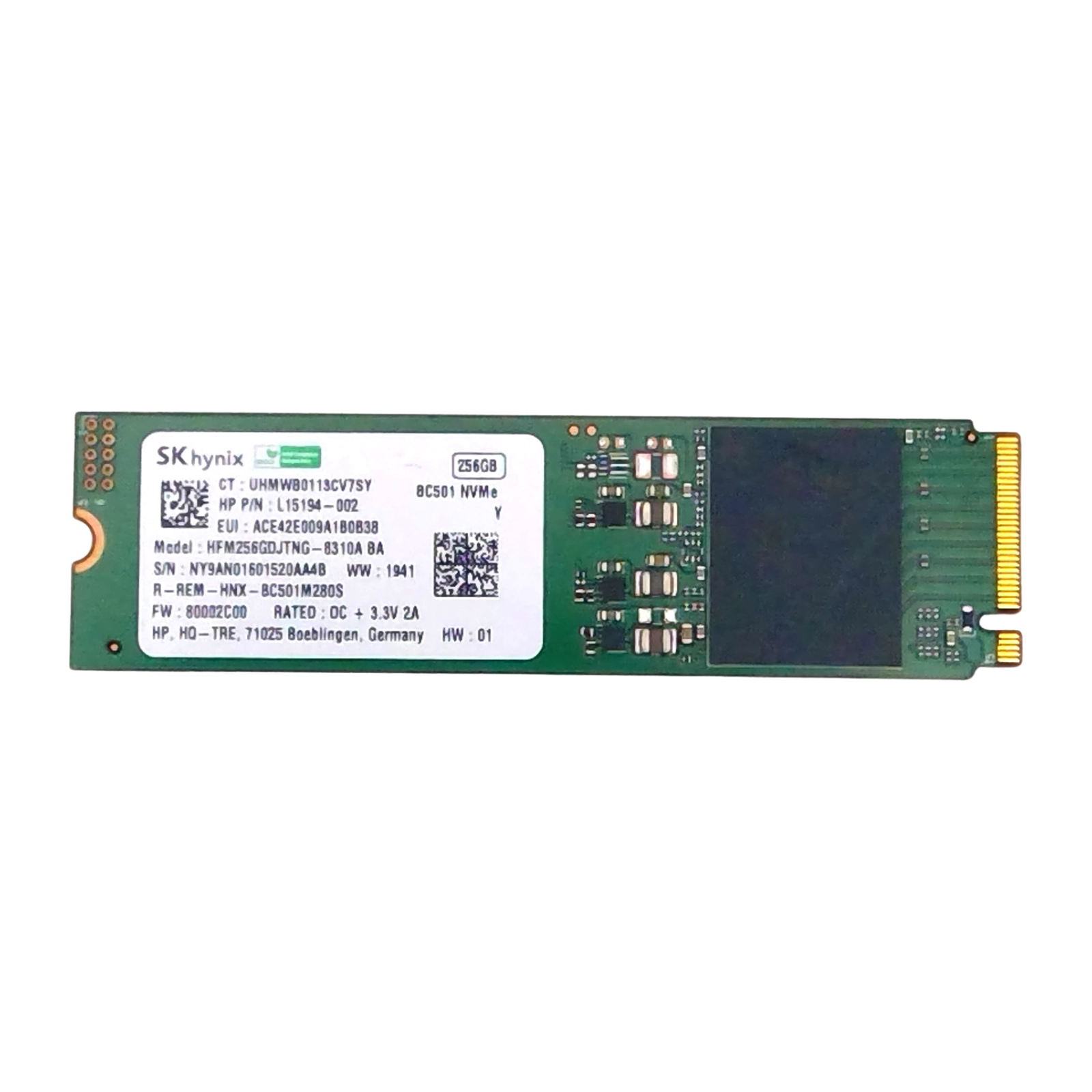 256GB (M.2 2280 M) NVMe PCIe 3.0-x4 SSD