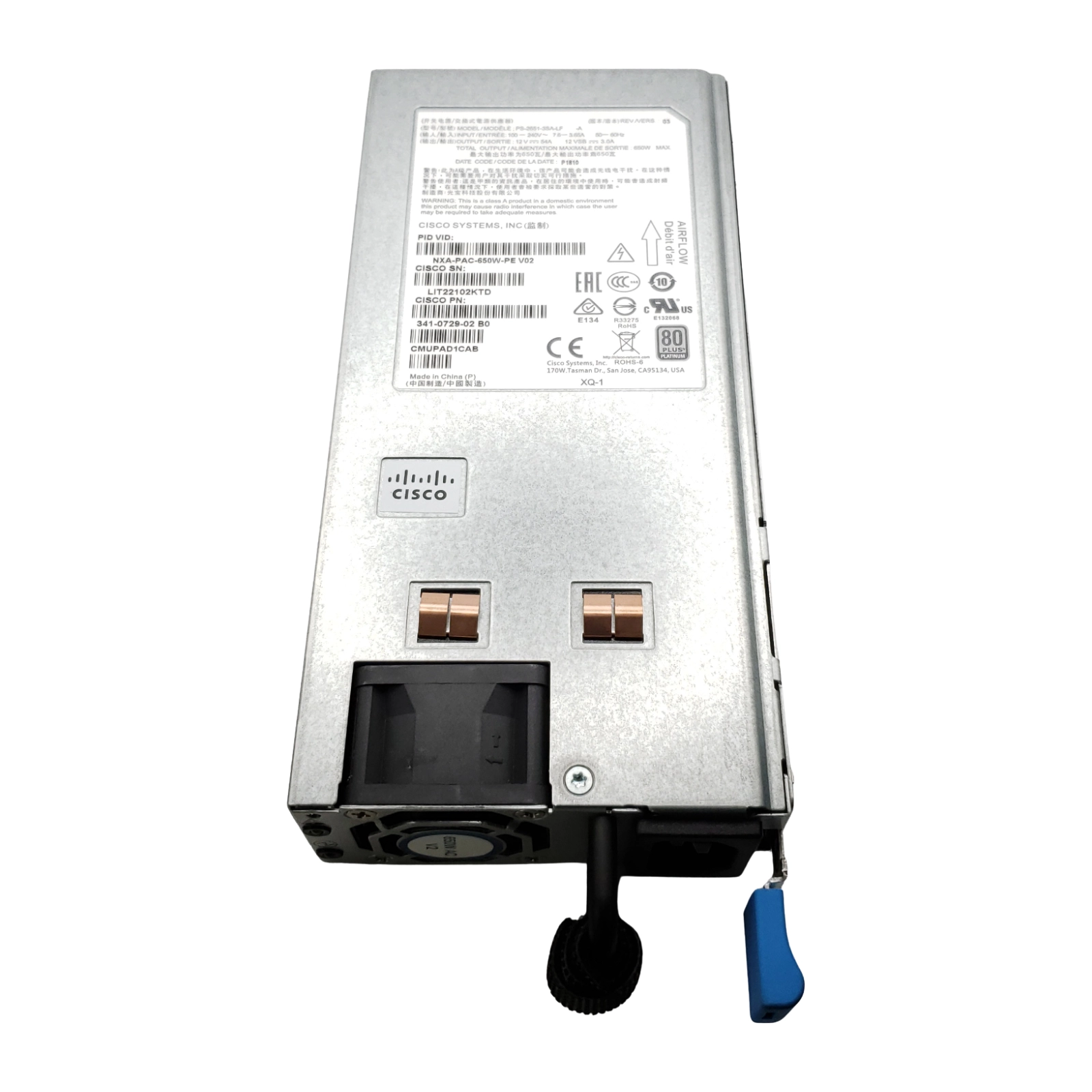 Cisco Nexus 9000 Series RTF 650W 80 Plus Platinum How-Swap PSU
