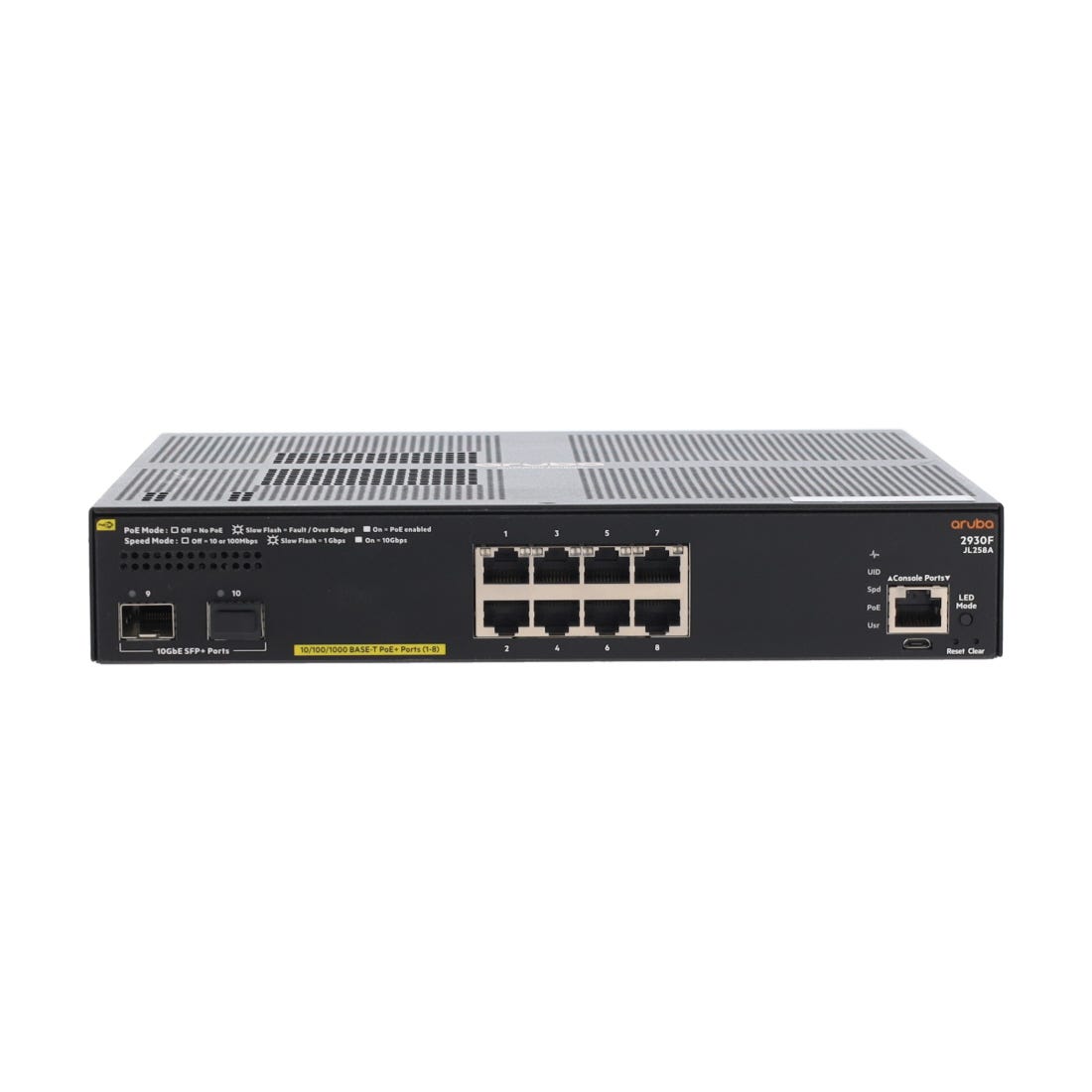 HPE JL258A HP Aruba 2930F 8G PoE+ 2SFP+ 8-P PoE+ RJ-45 GbE Switch