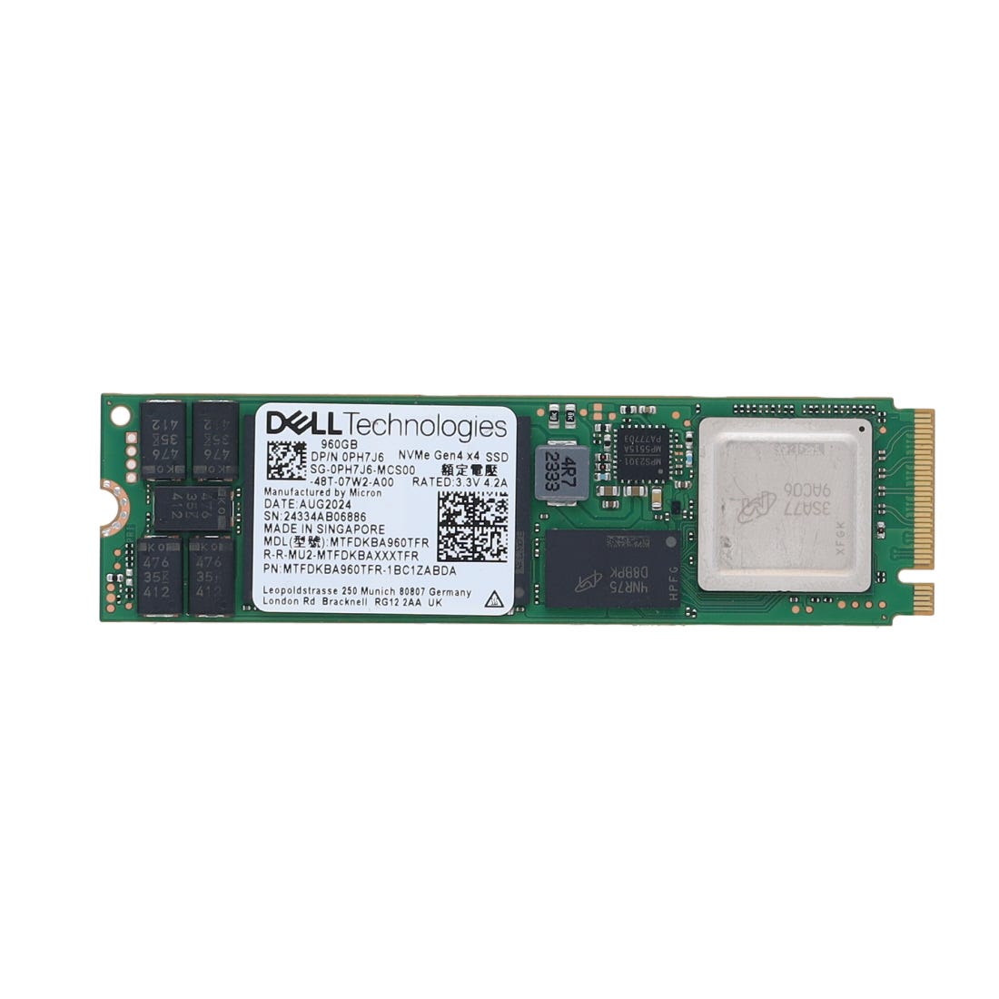 Dell PH7J6 960GB NVMe M.2 SSD MTFDKBA960TFR