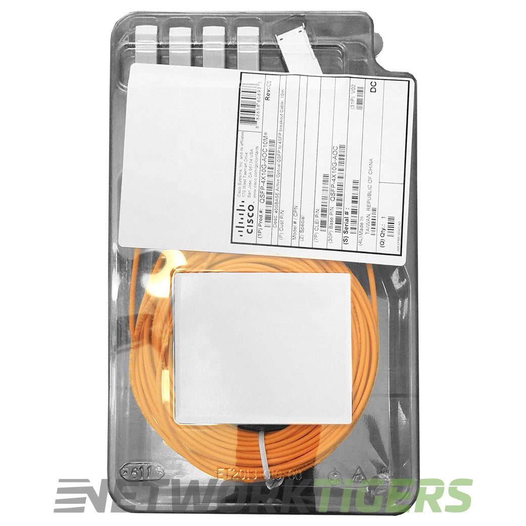 CISCO QSFP-4X10G-AOC5M - 40GBASE Active Optical QSFP to 4SFP breakout Cable, 5m