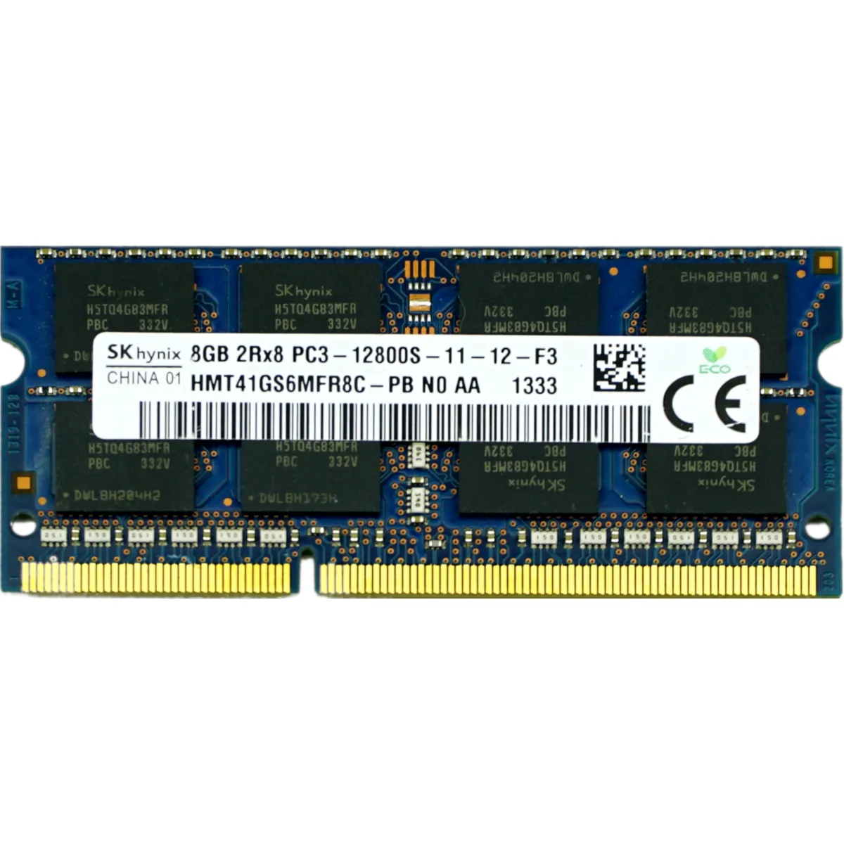 8GB PC3-12800S (DDR3-1600Mhz, 2RX8) Laptop RAM