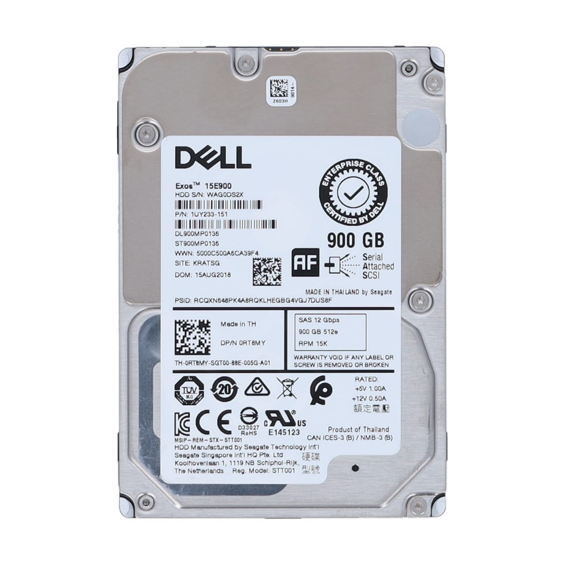 Dell RT8MY 900GB 15K SAS 2.5 12G 512e ST900MP0136 / 1UY233-151 EP