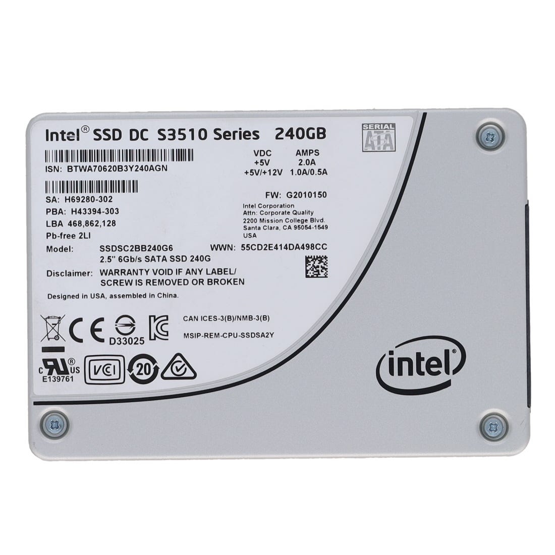 Intel DC S3510 240GB SATA 2.5" SSD