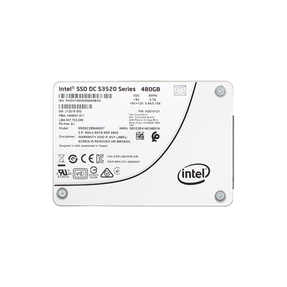 INTEL 480GB 6G SATA 2.5" SSD