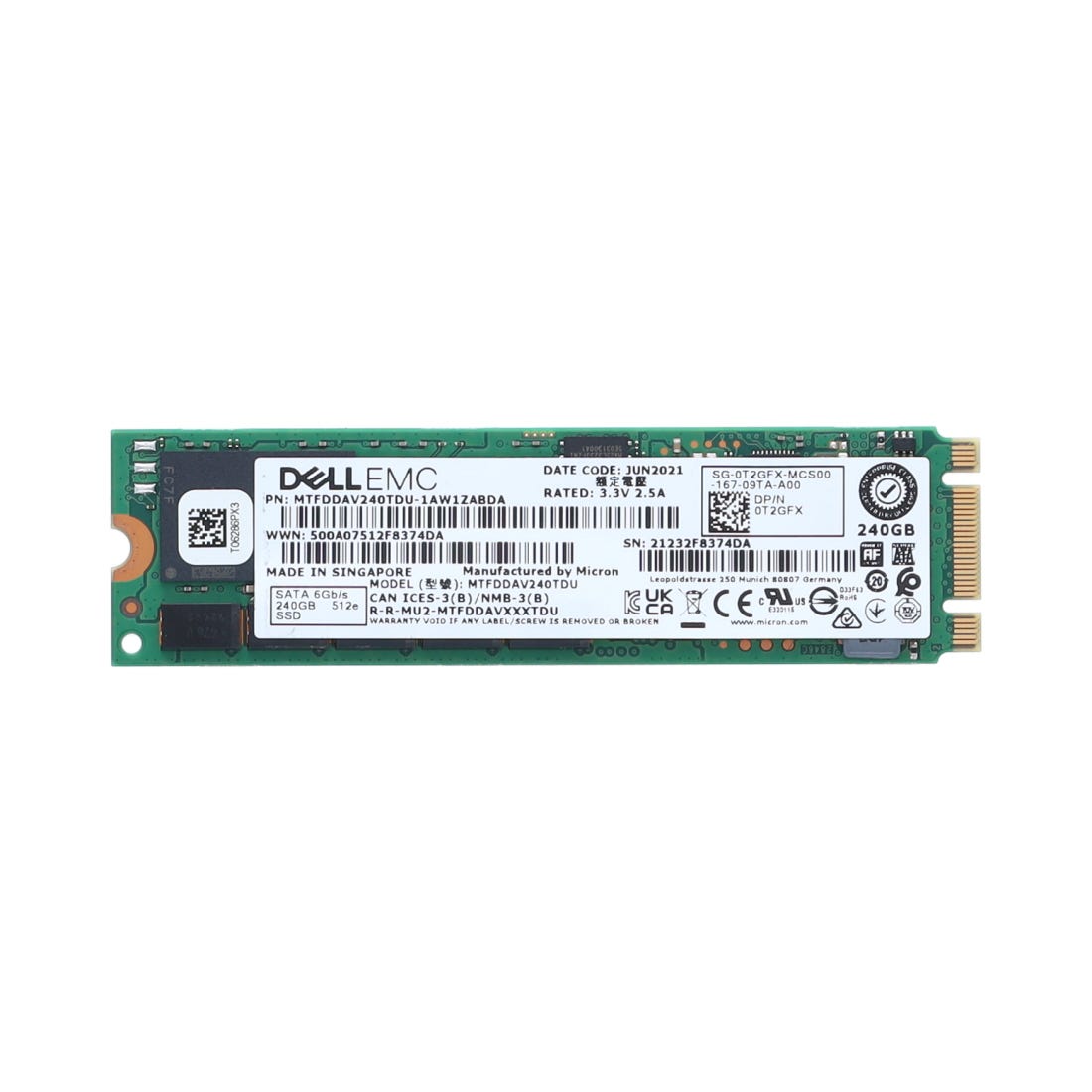 Dell T2GFX 240GB SSD SATA 6G M.2 BOSS (2280) MTFDDAV240TDU