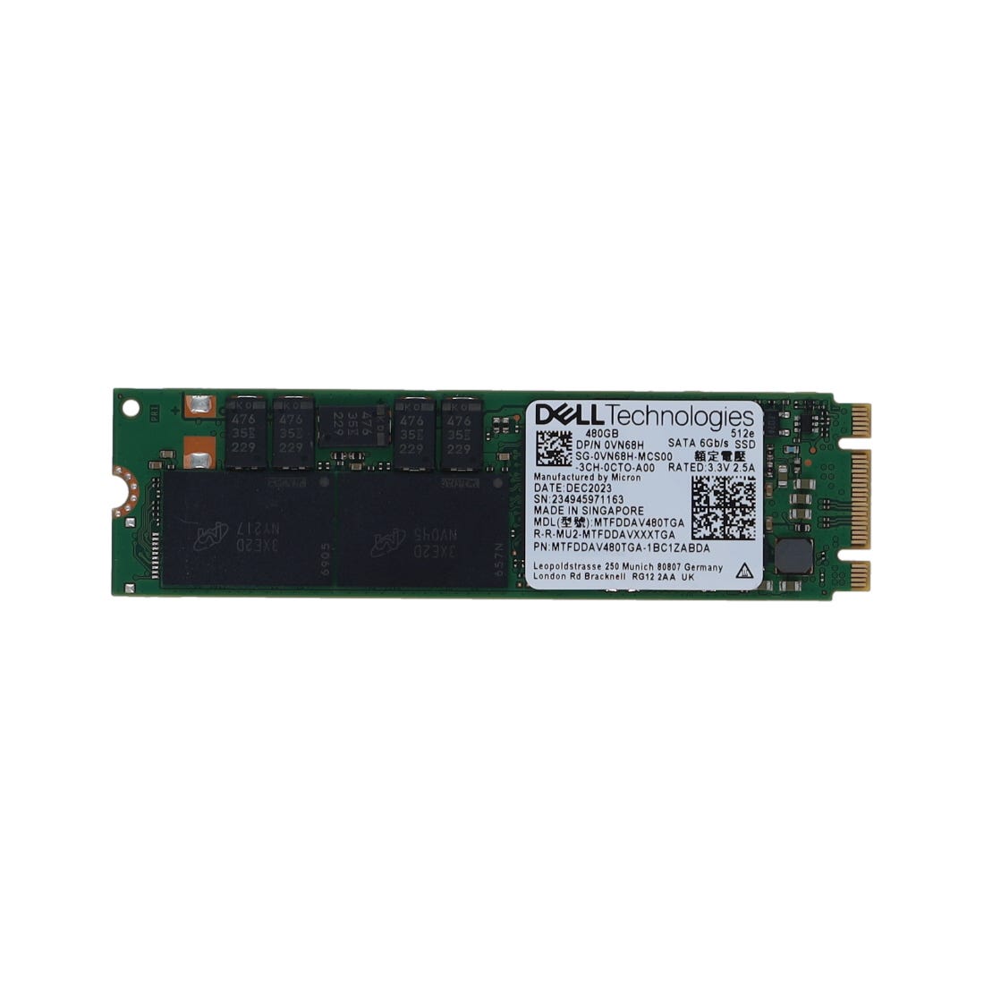 Dell VN68H 480GB SSD SATA M.2 Boss (2280)