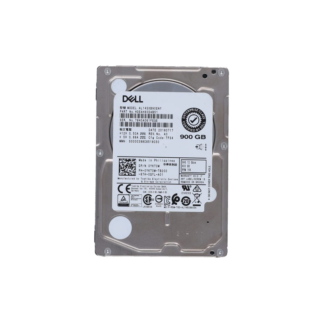 Dell YKT0W 900GB 15K SAS 2.5 12G AL14SXB90ENY / Z7F0A0N1FEGE